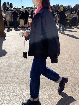 「ディズニーコーデ」｜「アイテム（パーカー、ピンク系）」を使った、kkkさん（レディース・166cm）の春コーディネート