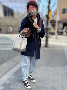 「Design Tshirts Store graniph（デザイン　ティーシャツ　ストア　グラニフ）のアイテム（ジャケット/アウター）」を使った、p☺︎tchanさん（レディース・158cm）の冬コーディネート