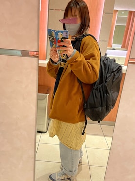 「Design Tshirts Store graniph（デザイン　ティーシャツ　ストア　グラニフ）のアイテム（その他アウター）」を使った、p☺︎tchanさん（レディース・158cm）の冬コーディネート