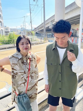 「ミリタリーコーデ」｜「アイテム（スウェットパンツ）」を使った、みすたーさん（レディース・158cm）の夏コーディネート
