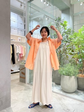 「カラー×コーデ」｜「アイテム（ワンピース）」を使った、みすたーさん（レディース・158cm）の夏コーディネート