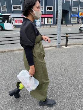 「アイテム（ワンピース/ドレス、グリーン系）」を使った、みすたーさん（レディース・158cm）の秋コーディネート