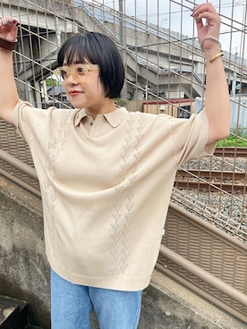 「アイテム（ポロシャツ）」を使った、みすたーさん（レディース・158cm）の夏コーディネート