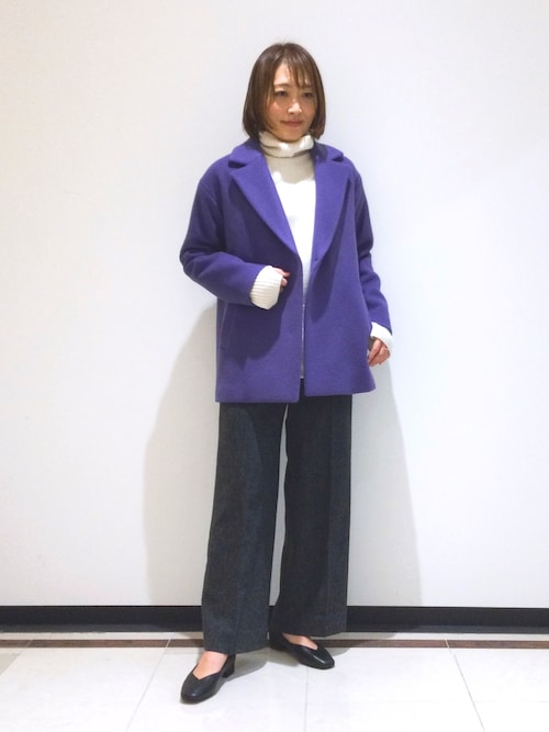 新品】INDIVI 紫色 ウールコート