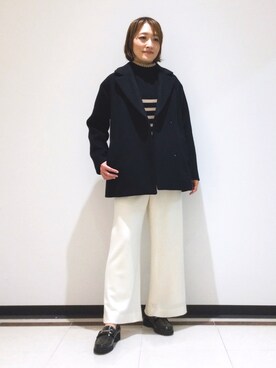 「インディヴィ」｜「アイテム（ステンカラーコート）」を使った、mikaさん（レディース・165cm）の冬コーディネート