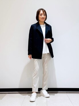 「アイテム（トレンチコート、ブルー系）」を使った、mikaさん（レディース・165cm）の春コーディネート