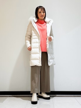「インディヴィ」｜「アイテム（ダウンジャケット/コート）」を使った、mikaさん（レディース・165cm）の冬コーディネート