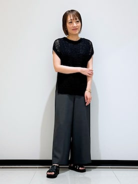 「インディヴィ」｜「アイテム（オールインワン・サロペット）」を使った、mikaさん（レディース・165cm）の秋コーディネート