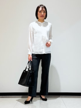 「ストレートパンツ」｜「アイテム（その他）」を使った、mikaさん（レディース・165cm）の春コーディネート