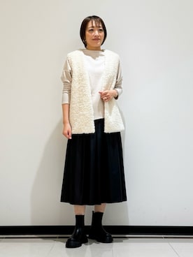 「ボア」｜「アイテム（その他）」を使った、mikaさん（レディース・165cm）の秋コーディネート