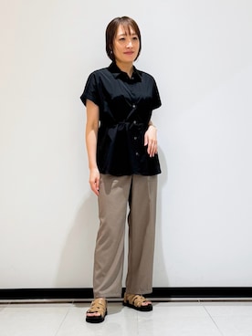 「ぺプラムトップス」｜「アイテム（その他）」を使った、mikaさん（レディース・165cm）の秋コーディネート