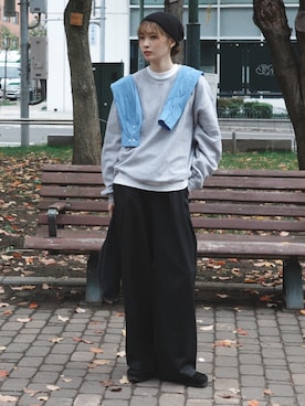 「アイテム（モカシン/デッキシューズ）」を使った、noaverse__さん（レディース・170cm）の秋コーディネート