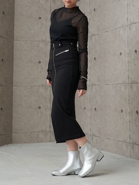 「アイテム（ブーツ、シルバー系）」を使った、MODEETJACOMOingSTAFFさん（レディース・163cm）の秋コーディネート