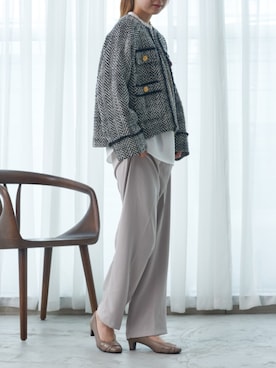 「Riz raffinee（リズラフィーネ）のアイテム」を使った、MODEETJACOMOingSTAFFさん（レディース・164cm）の秋コーディネート