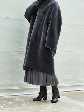 「レザーブーツ」｜MODEETJACOMOingSTAFFさん（レディース・160cm）の冬コーディネート