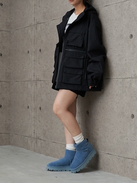 「アイテム（ブーツ、ブルー系）」を使った、MODEETJACOMOingSTAFFさん（レディース・163cm）の秋コーディネート