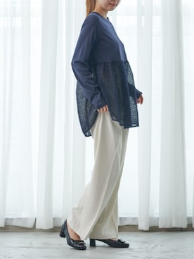 「アイテム（レインシューズ）」を使った、MODEETJACOMOingSTAFFさん（レディース・164cm）の秋コーディネート