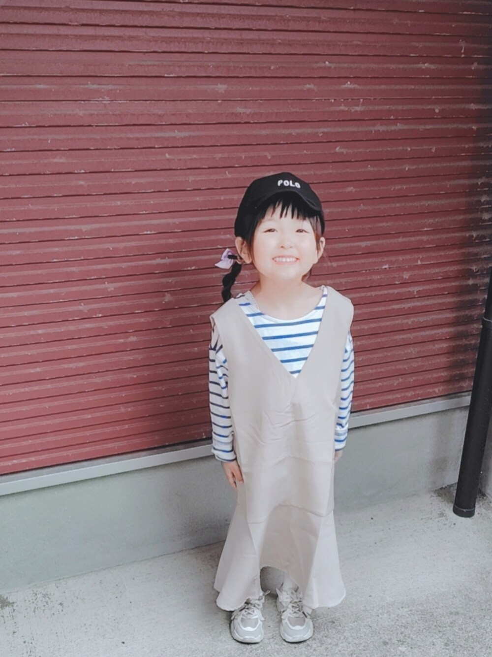 rinさんの「kids【クレパスコラボ】ボーダーロングスリーブTシャツ（lulpini）」を使ったコーディネートの1枚目の写真