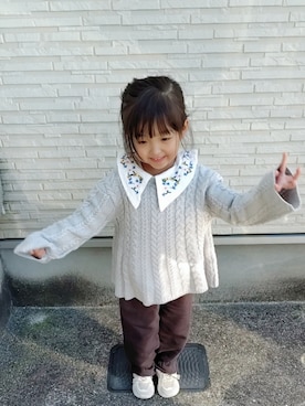 「アイテム（ニット/セーター）」を使った、rinさん（キッズ・100cm）の冬コーディネート