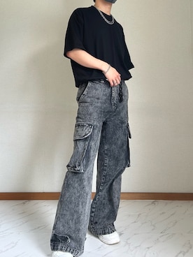 「アイテム（カーゴパンツ）」を使った、ゆおさん（メンズ・167cm）の夏コーディネート