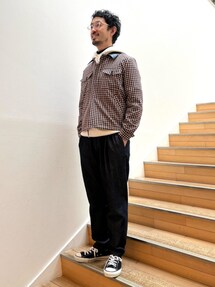 【美品】CABaN ウールストレッチ ギンガムチェックブルゾン　Lサイズ 美品】CABaN ウールストレッチ ギンガムチェックブルゾン L