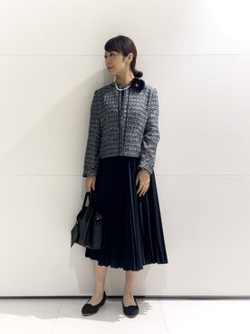 「INDIVI（インディヴィ）の【合皮／マルチWAY／サブバック付】ミニショルダーバッグ（ショルダーバッグ、ブラック系）」を使った、romiさん（レディース・158cm）の冬コーディネート