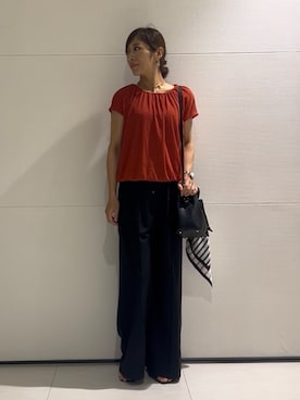 「アイテム（ストール/ショール、ブラック系）」を使った、romiさん（レディース・158cm）の夏コーディネート