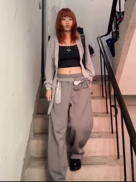 「UNIQLO（ユニクロ）のアイテム（スウェットパンツ、グレー系）」を使った、wendy404さん（レディース・167cm）の夏コーディネート