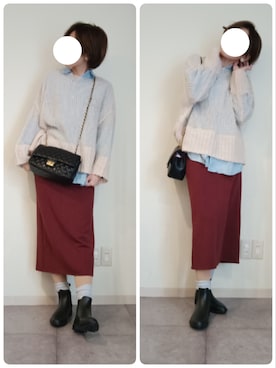 「ロメオバレンチノのアイテム（レインシューズ、ブラック系）」を使った、korekaranocyosenさん（レディース・163cm）の冬コーディネート