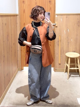 「GLOBAL WORK（グローバルワーク）のステンレスボールチェーンネックレス/145120（ネックレス、シルバー系）」を使った、ナスちゃんさん（レディース・152cm）の夏コーディネート
