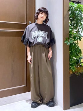 「アイテム（スラックス）」を使った、nasuumy10さん（レディース・151cm）の夏コーディネート