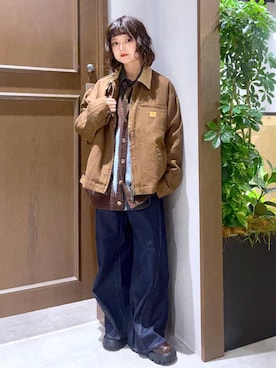 「RAGEBLUE（レイジブルー）のMohair Blend Shaggy Knit Cardigan / 総柄モヘヤニットカーディガン（カーディガン/ボレロ）」を使った、nasuumy10さん（レディース・151cm）の秋コーディネート