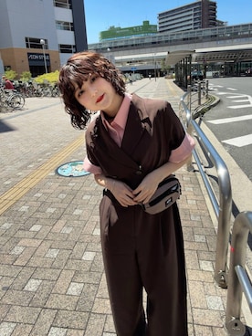 「GLOBAL WORK（グローバルワーク）のシルクタイスカーフ/587220（その他ヘアアクセサリー、ホワイト系）」を使った、ナスちゃんさん（レディース・152cm）の春コーディネート