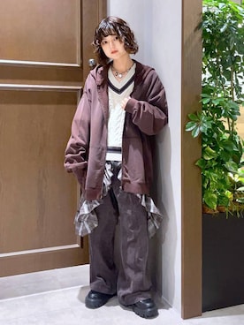 「RAGEBLUE（レイジブルー）のアイテム（パーカー）」を使った、nasuumy10さん（レディース・151cm）の秋コーディネート