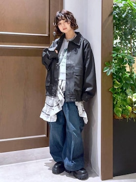 「RAGEBLUE（レイジブルー）のアイテム（ブルゾン）」を使った、nasuumy10さん（レディース・151cm）の秋コーディネート