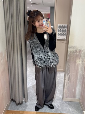 「LOWRYS FARM（ローリーズファーム）のアイテム（ベスト）」を使った、あやさん（レディース・162cm）の秋コーディネート