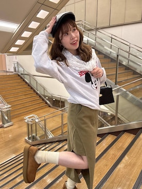 「LOWRYS FARM（ローリーズファーム）のアイテム（ハンチング/ベレー帽）」を使った、あやさん（レディース・162cm）の秋コーディネート