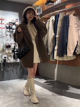 「バッグ」｜「アイテム（チェスターコート）」を使った、あやさん（レディース・162cm）の秋コーディネート