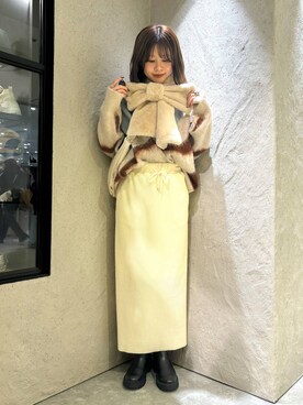 「アイテム（マフラー、ホワイト系）」を使った、あやさん（レディース・162cm）の秋コーディネート
