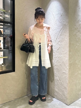 「アイテム（ヘアアクセサリー）」を使った、あやさん（レディース・162cm）の夏コーディネート
