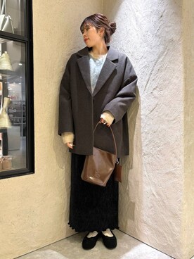 「バッグ」｜「アイテム（チェスターコート）」を使った、あやさん（レディース・162cm）の冬コーディネート