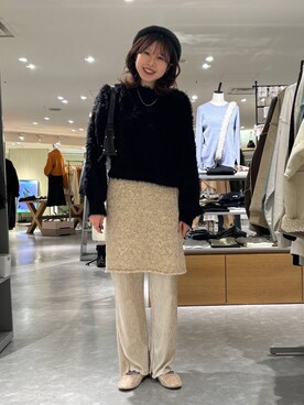 「バッグ」｜「アイテム（ハンチング/ベレー帽）」を使った、あやさん（レディース・162cm）の秋コーディネート