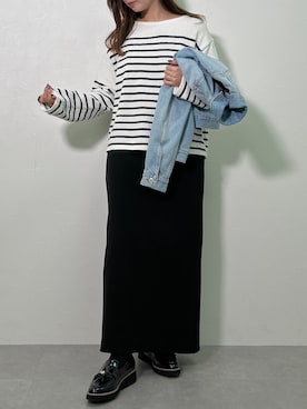 「レギュラー」｜「アイテム（デニムジャケット）」を使った、mirnさん（レディース・157cm）の冬コーディネート