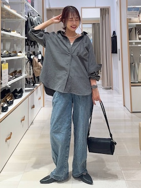 「GLOBAL WORK（グローバルワーク）のGOODデニムバギーパンツ/498388（デニムパンツ）」を使った、せこ子さん（レディース・159cm）の秋コーディネート