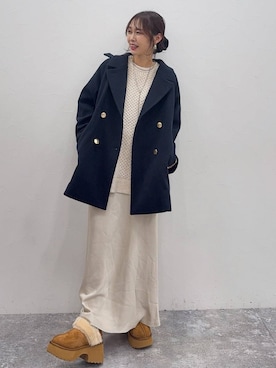 「体型カバー」｜「アイテム（アクセサリー）」を使った、せこ子さん（レディース・159cm）の冬コーディネート