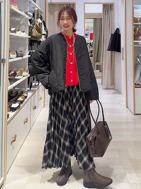 「アイテム（ブルゾン、グレー系）」を使った、せこ子さん（レディース・159cm）の秋コーディネート