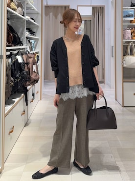 「アイテム（ニット/セーター）」を使った、せこ子さん（レディース・159cm）の春コーディネート