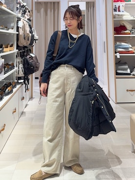 「アイテム（モカシン/デッキシューズ）」を使った、せこ子さん（レディース・159cm・30代）の冬コーディネート