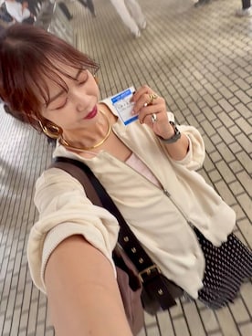 「アイテム（ヘアアクセサリー）」を使った、せこ子さん（レディース・159cm・30代）の秋コーディネート