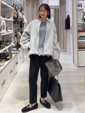 「アイテム（ノーカラーコート）」を使った、せこ子さん（レディース・159cm・30代）の秋コーディネート